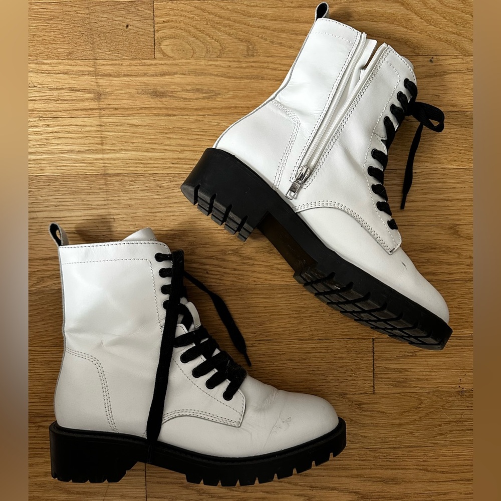 Steve Madden White Combat Boots